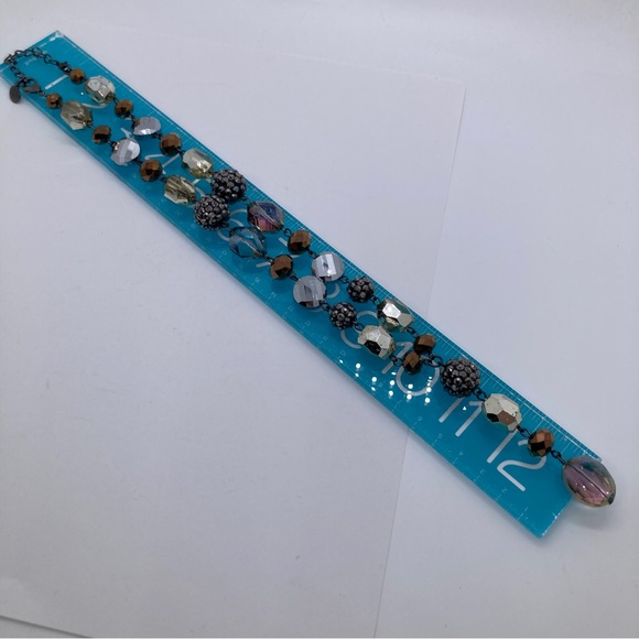 Alfani Necklace Y Drop Necklace Beaded Some Glass Faceted Iridescent - Picture 8 of 8